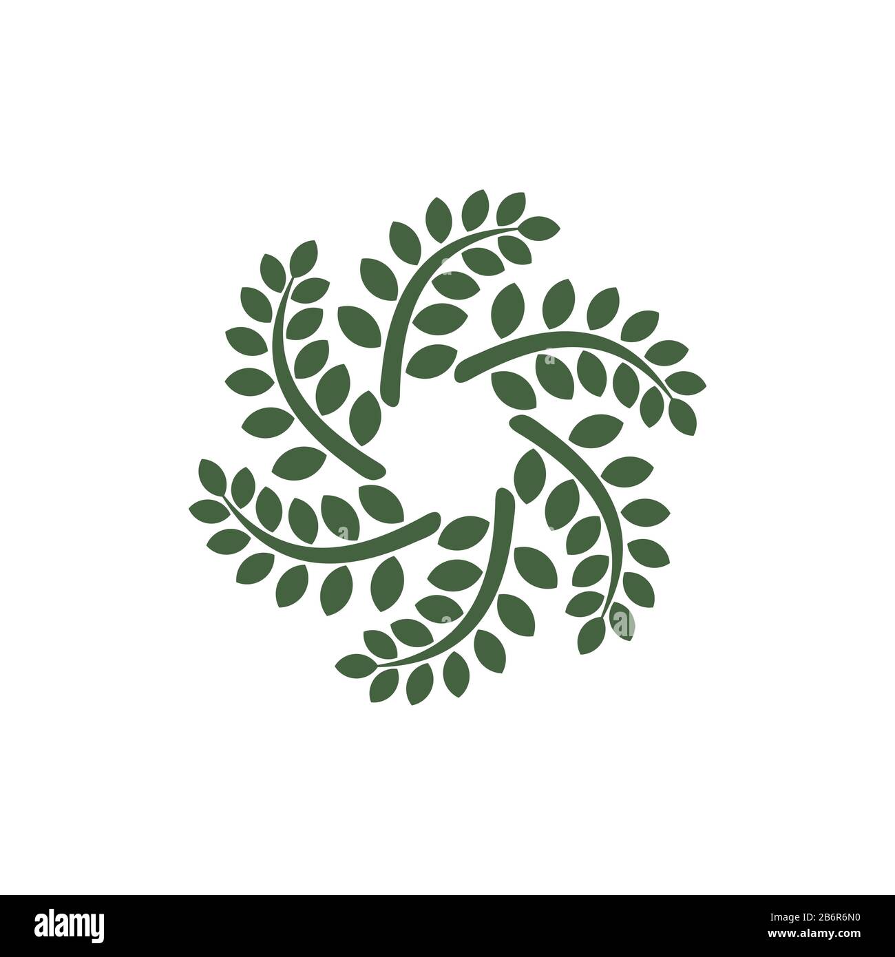 Green Leaves Circle Ornamental Logo Template Illustration Design ...