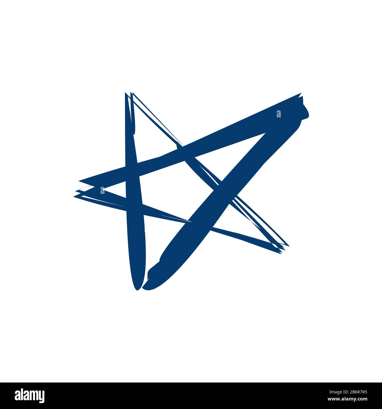 Blue Star Brush Line Logo Template Illustration Design Illustration