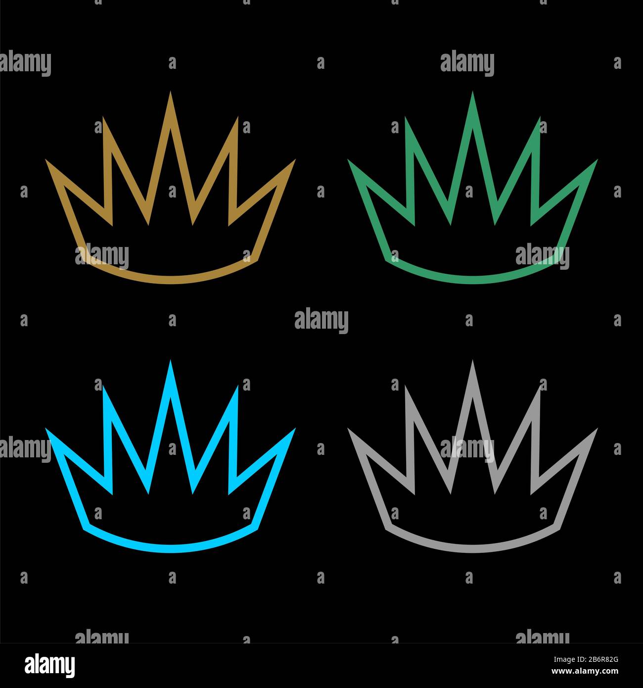 set Colorful Crown Line Logo Template Illustration Design. Vector EPS ...