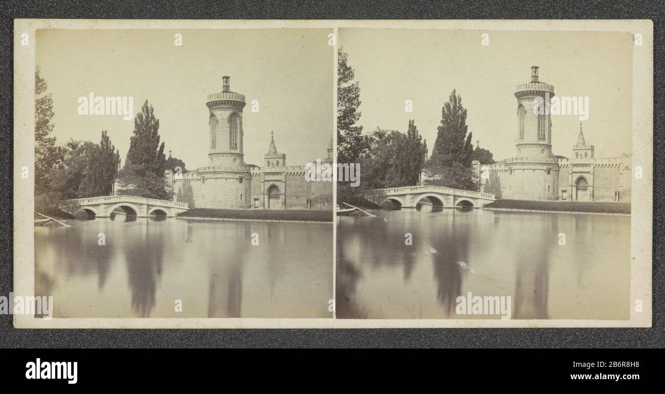 Gezicht op een toren en brug aan een meer View of a tower and bridge to a more object type: stereo picture Item number: RP-F 2007-69 Inscriptions / Brands: annotation, verso, printed 'Kunsthandlung / von / A. & V. ANGERER IN Who: N / Kärnthnerstrasse No. 51 (Palais Todesco) / von Below Größtes Photographien des In- und Auslandes / Albums, Rahmen, Stereo Copen you. sämmtlichen Product n f. Photographen / who: / Chemikalien, Albuminpapieren, / Objectiven, Cameras, Hintergründe, Satinir-Maschinen. / Etc / [image two medals] '(On one of the two on the rear side shown medals is to read the year 186 Stock Photo