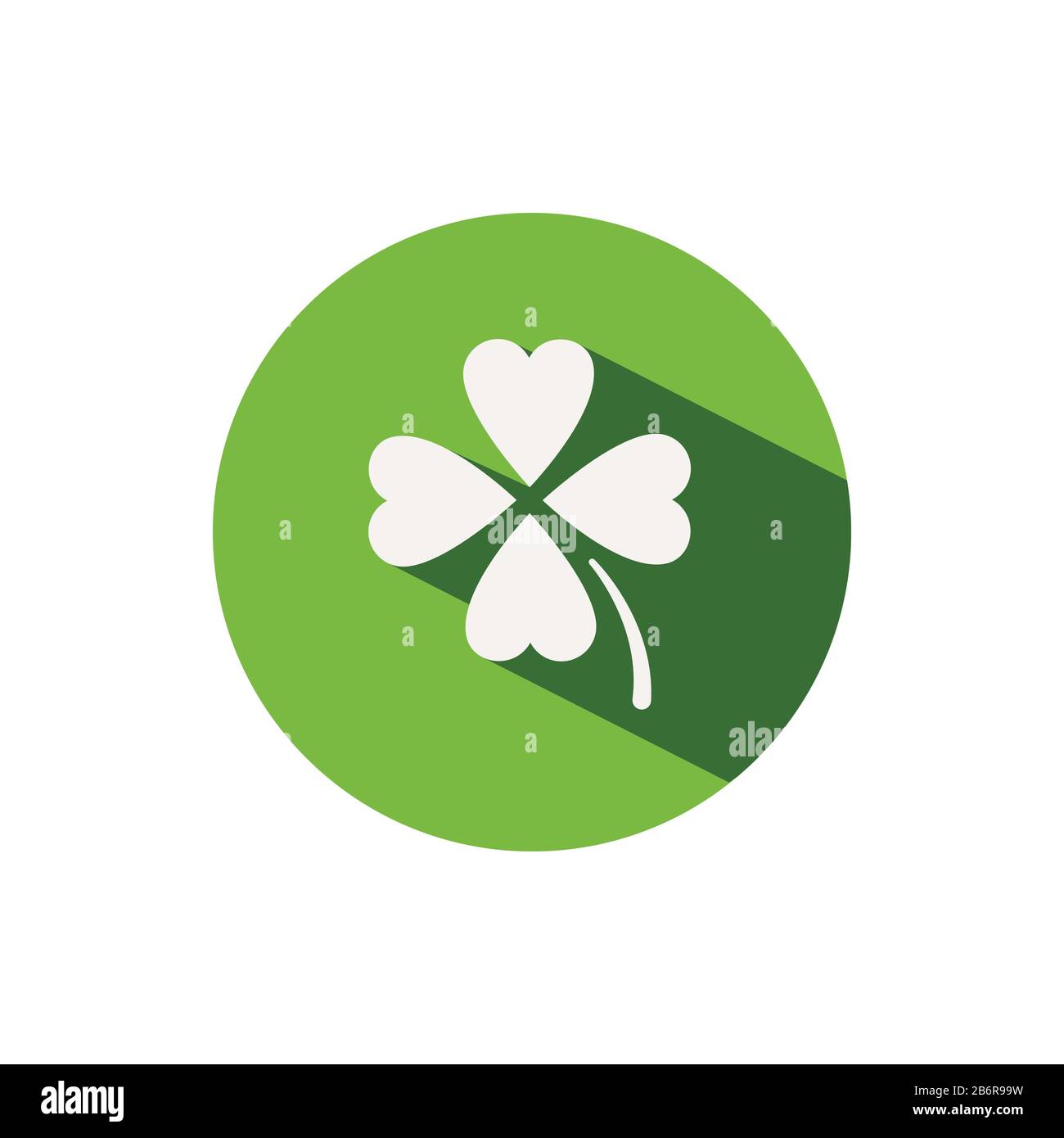 Clover. Icon on a green circle. Spring glyph vector illustration Stock Vector