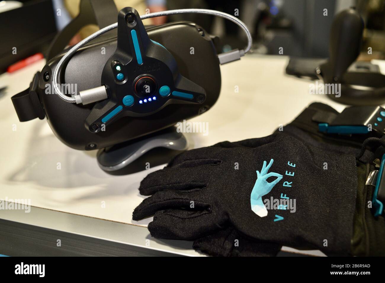 Haptic Sensoryx VRfree gloves used as accessory for virtual reality (VR)  game play, offering full degrees of freedom, displayed at CES, Las Vegas,  USA Stock Photo - Alamy