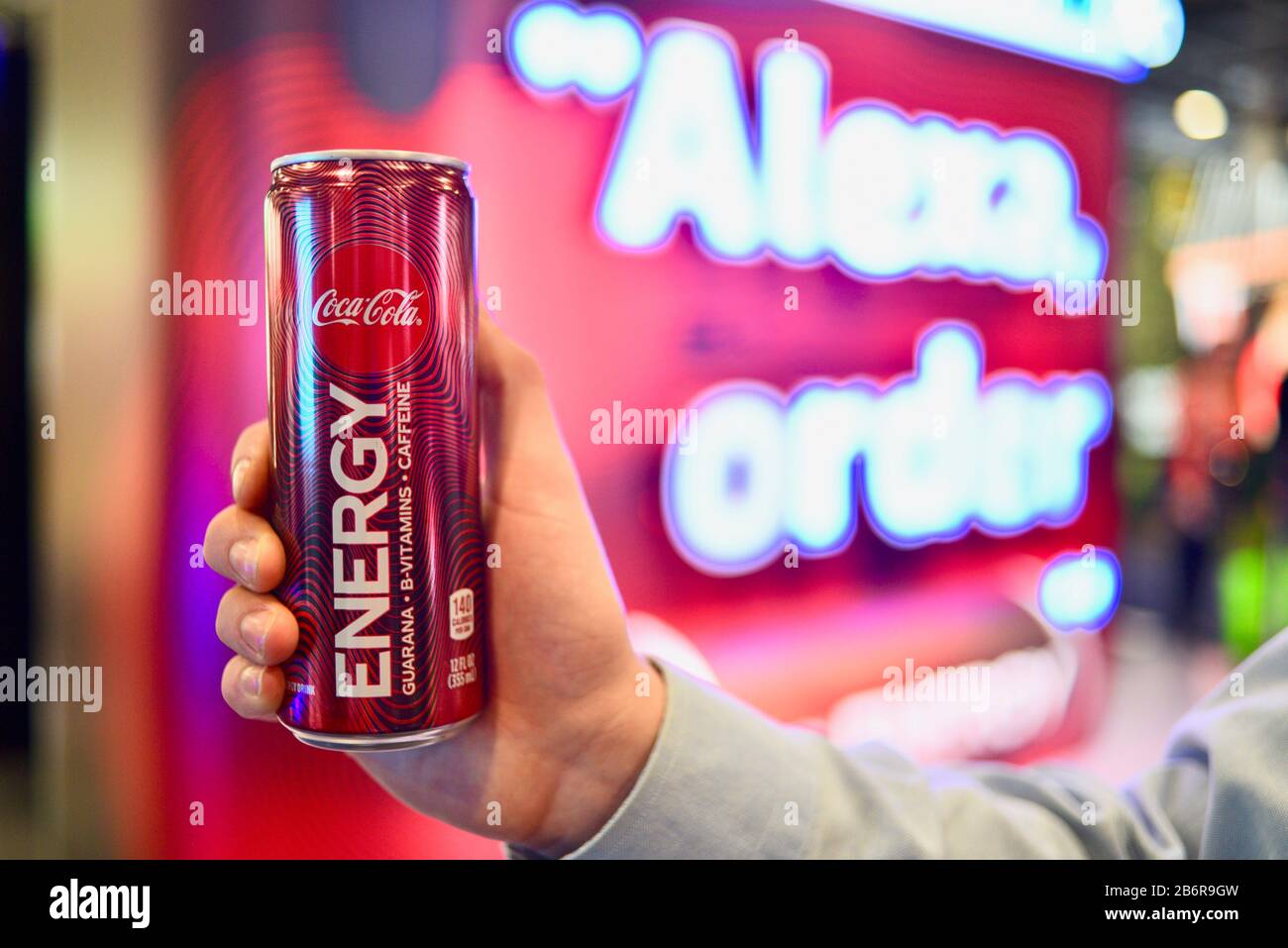 Coca-Cola Energy Drink launched at CES, where show attendees placed their  order by using Amazon Alexa voice assistant, Las Vegas, NV, USA Stock Photo  - Alamy
