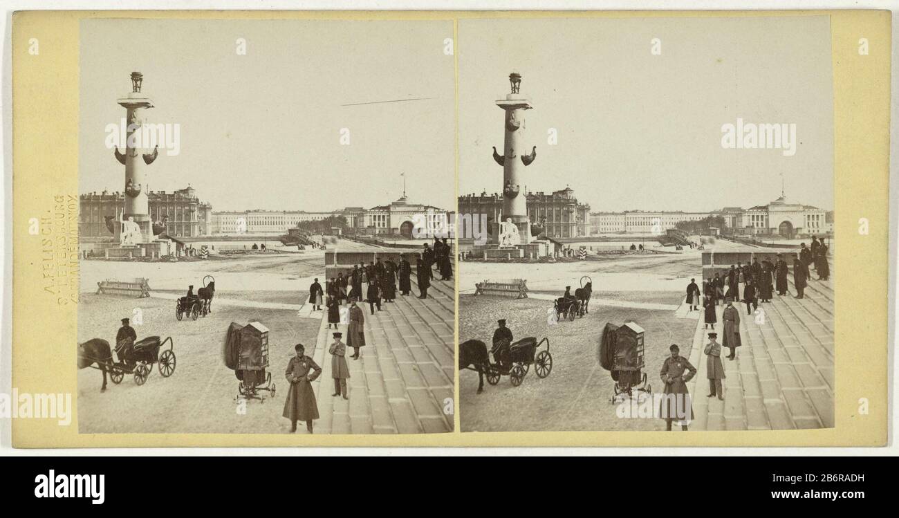 Gezicht op het Birzhevaya Ploshchad in Sint-Petersburg met mensen, paardenwagens en een vuurtoren View of the Birzhevaya Ploshchad in St. Petersburg with people, horse carts and a lighthouse object type: stereo picture Item number: RP-F F07427 Inscriptions / Brands: name, recto, embossed 'A. FELISCH. S. PETERSBOURG 42. GRANDEMORSKOY.'opschrift, verso, hand-written, 'St. Petersburg Bi [...] Platz [....] Manufacture Creator: Photographer: A. Felisch (listed property) Place manufacture: St. Petersburg Date: ca. 1850 - ca. 1880 Physical features: albumen print materials: cardboard paper Technique: Stock Photo