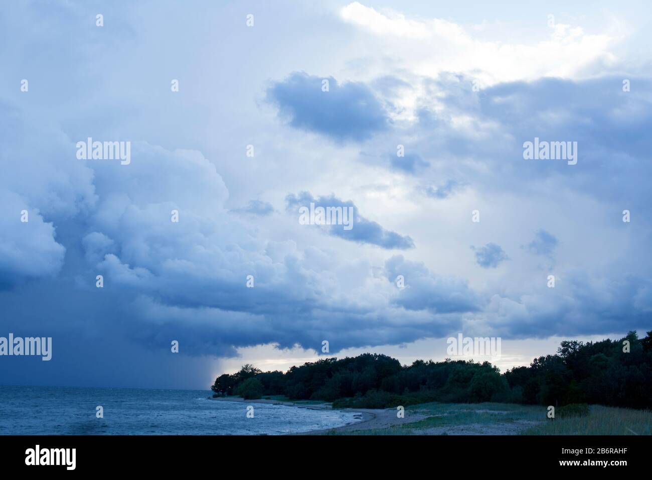 blue sky cloudy landscape, thunder on sea background Stock Photo - Alamy