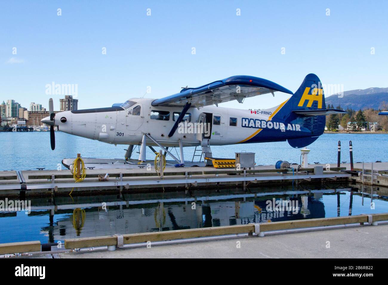 A Harbour Air DHC-3 de Havilland Turbine Single Otter seaplane at Coal Harbour, Vancouver, BC, Canada Stock Photo