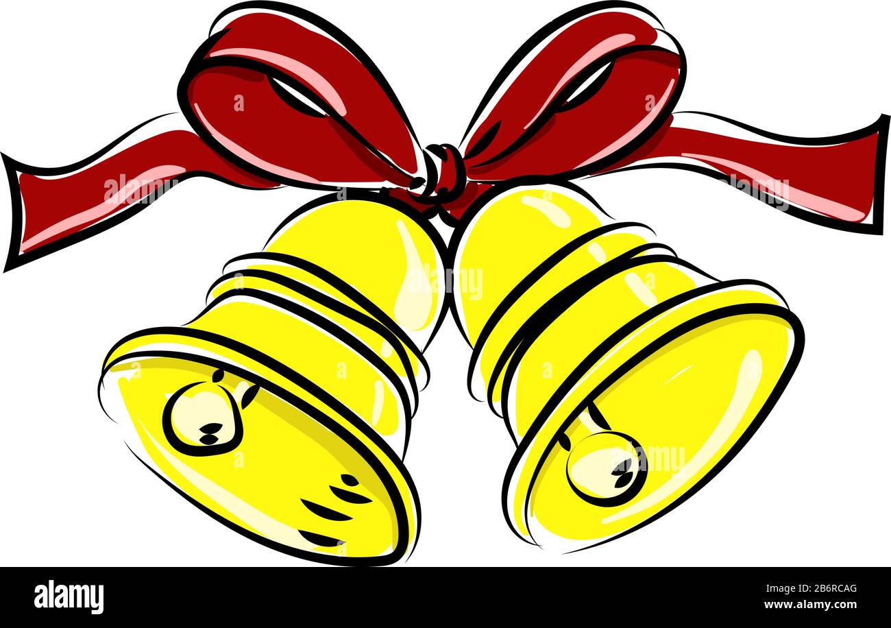 Yellow bells, illustration, vector on white background. Stock Vector