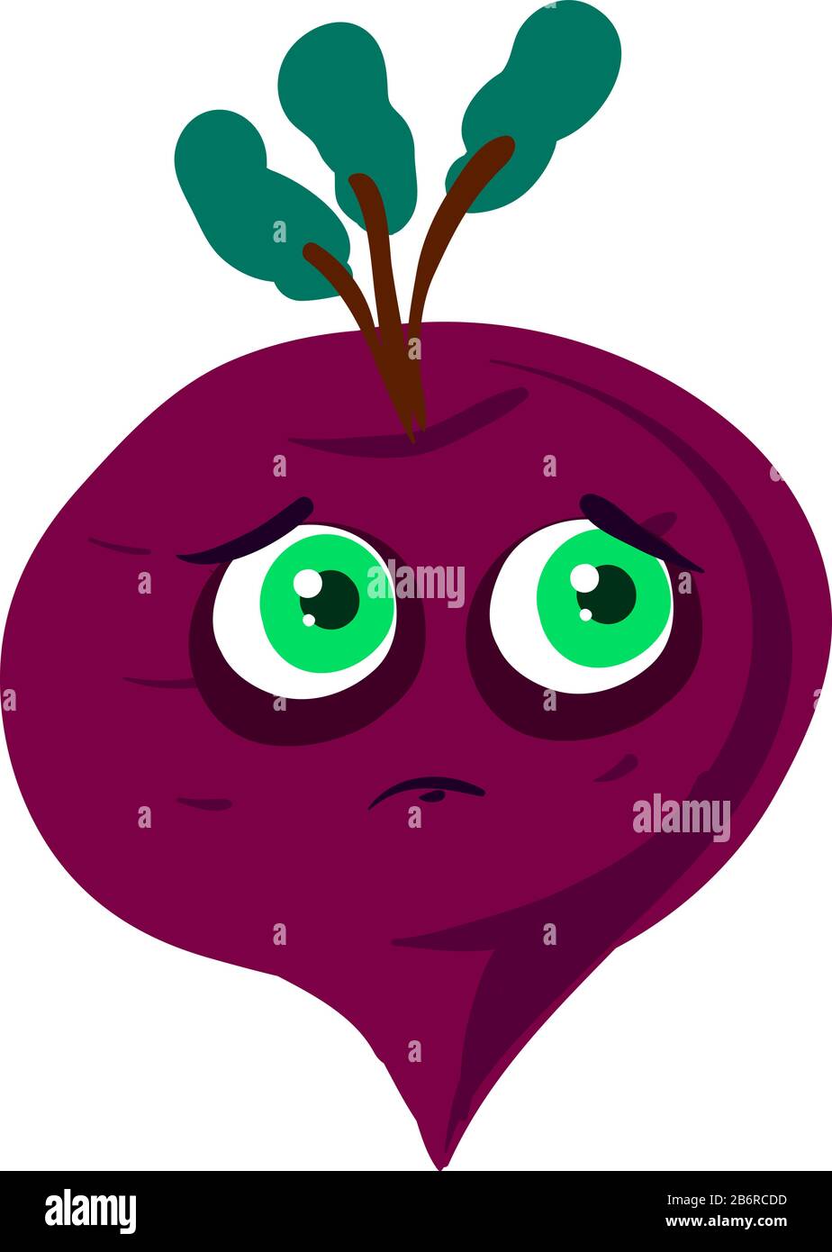 Sad beet, illustration, vector on white background. Stock Vector