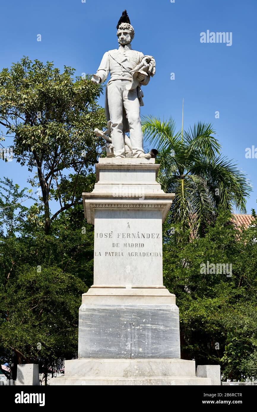 Statue of Jose Fernandez in Cartagena old town, Colombia Stock Photo