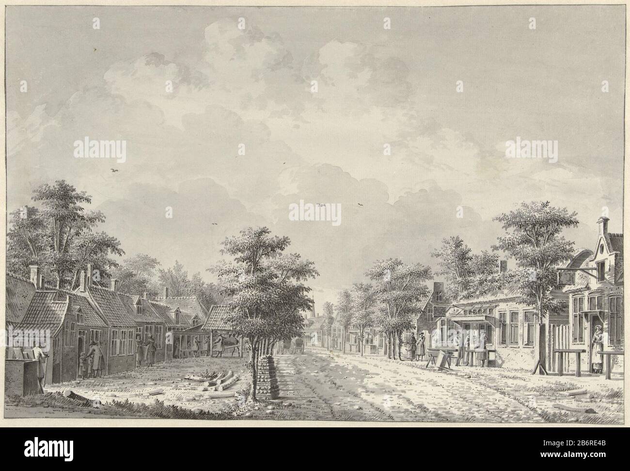 Gezicht op het dorp De Bilt vanaf de Hollebeld View of the village from De Bilt Called Hollow Property Type: Drawing Object number: RP-T-1928-103 Inscriptions / Brands: signature recto bottom left: 'T. Verryk del. ad. viv'opschrift, verso: 'sight village see the Bild of Hollow Called to / half hour geleege the city Utrecht' Manufacturer : artist: Dirk Enrich (listed building) Dated: 1744 - 1786 Physical features: Brush in black, gray and white, pen in gray and black material: paper ink Technique: brush / pen Dimensions: h 265 mm × W 393 mm Subject: public road in village reversals or cities an Stock Photo