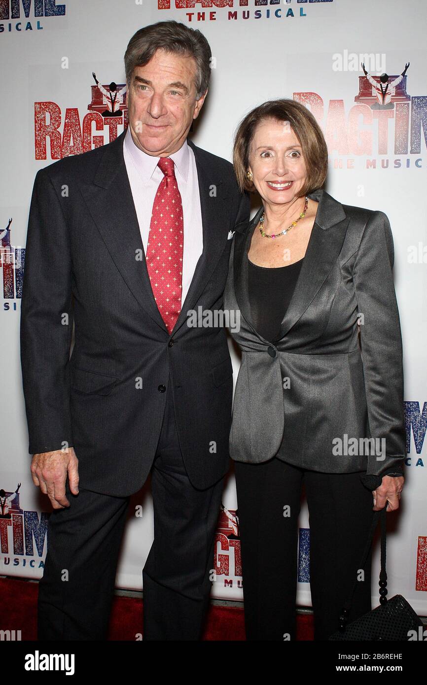 New York, NY, USA. 15 November, 2009. U.S. Speaker of the House, Nancy Pelosi, (R) and her husband, Paul Pelosi at the Broadway opening night of 'Ragtime' at the Neil Simon Theatre. Credit: Steve Mack/Alamy Stock Photo
