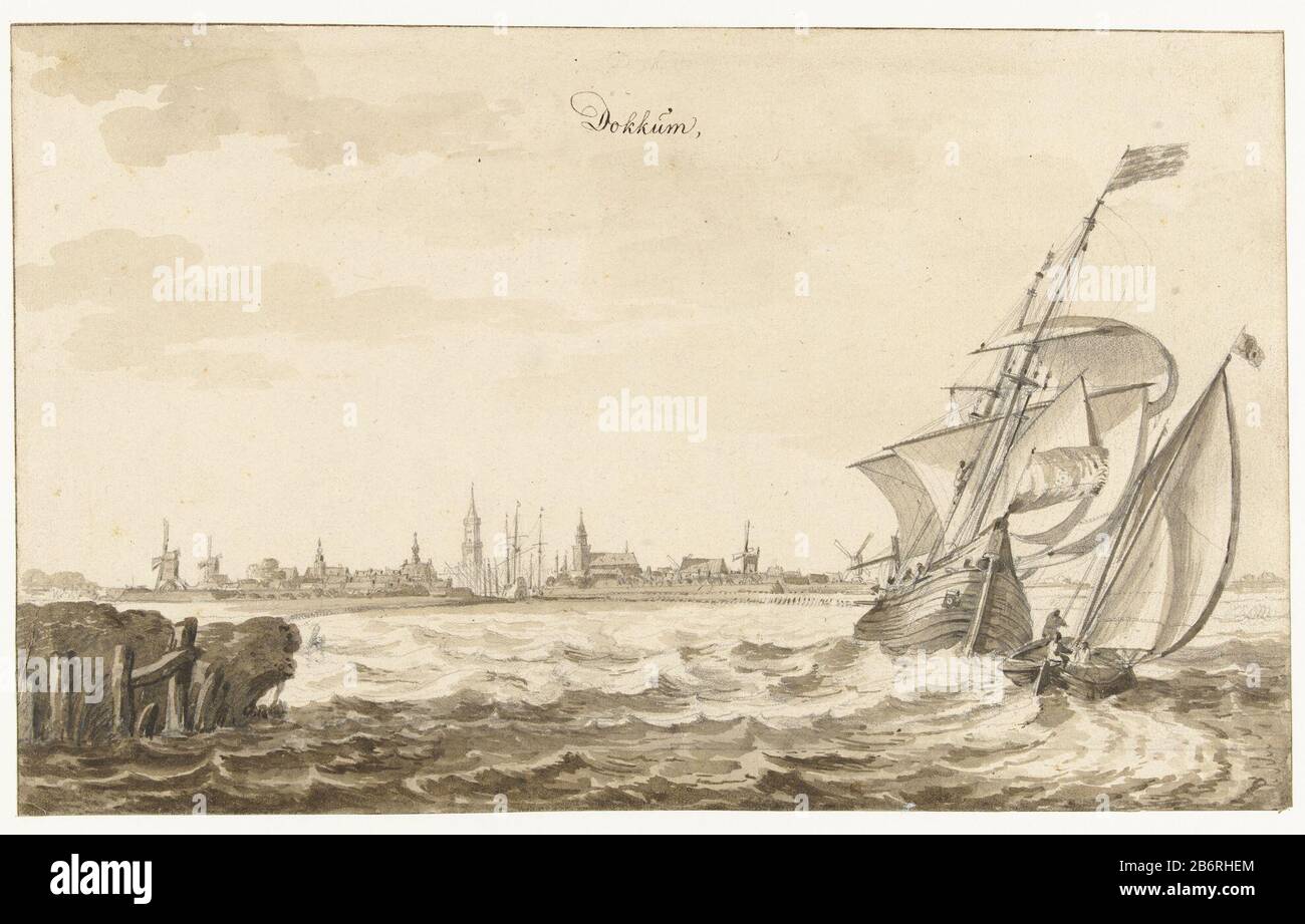 Gezicht over het water op Dokkum View over the water on Dokkum Property Type: Drawing Object number: RP-T-1901-A-4507 Manufacturer : artist: Bonaventura Peeters (I) Draftsman: Jan Peeters (I) Dated: 1624 - 1690 Physical features: brush brown, black chalk material: paper chalk Technique: brush dimensions: h 195 mm × W 318 mm Subject: sailing-ship, sailing-boat prospect of city, town panorama, silhouette of city-backs of cities and villages (Dokkum) Where: Dokkum Stock Photo