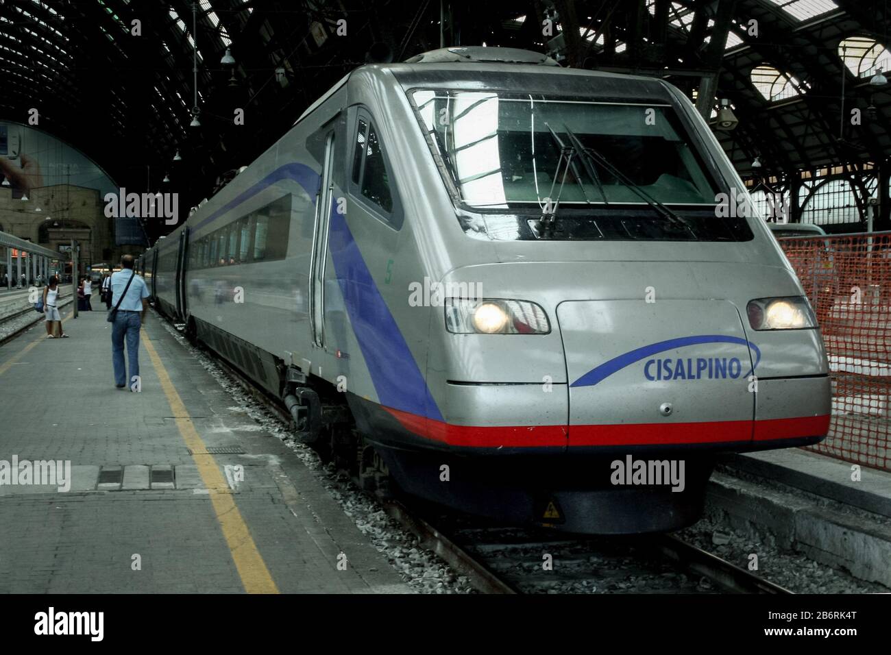 MILAN, ITALY - SEPTEMBER 2, 2009: Class ETR 470 Pendolino train from the Cisalpino service ready for an international train from Italy to Switzerland Stock Photo