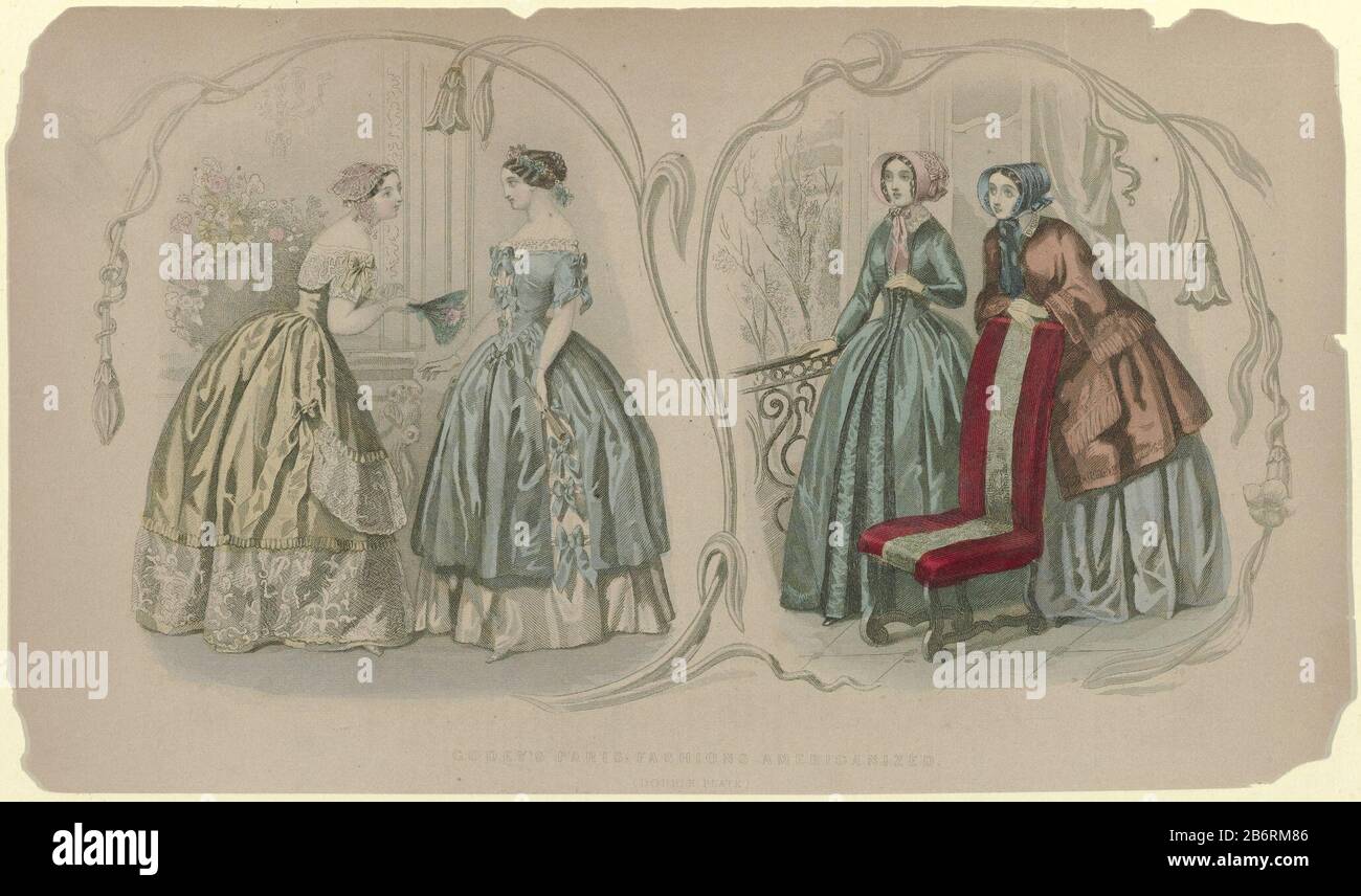 Five hand coloured fashion plates from The Ladies Cabinet 1858-59