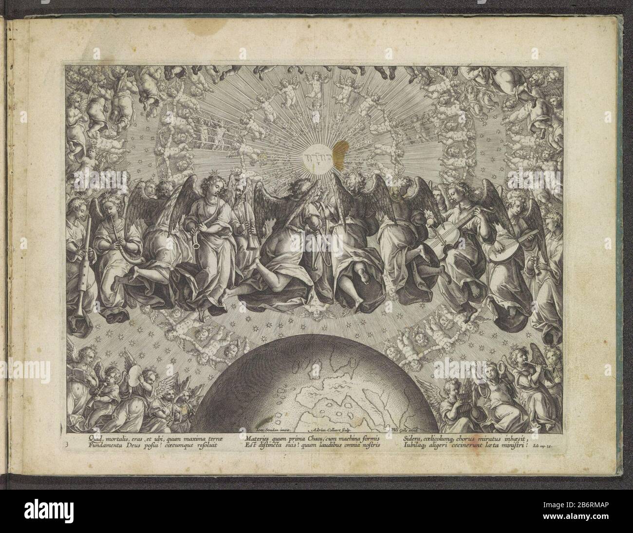 Gods Antwoord Aan Job Musicerende Engelen Serafijnen En Cherubijnen Loflied Op De Muziek Serietitel Encomium Musices Serietitel Musician Angels Seraphim And Cherubim Hovering In Circles Around The Earth In The Midst Of