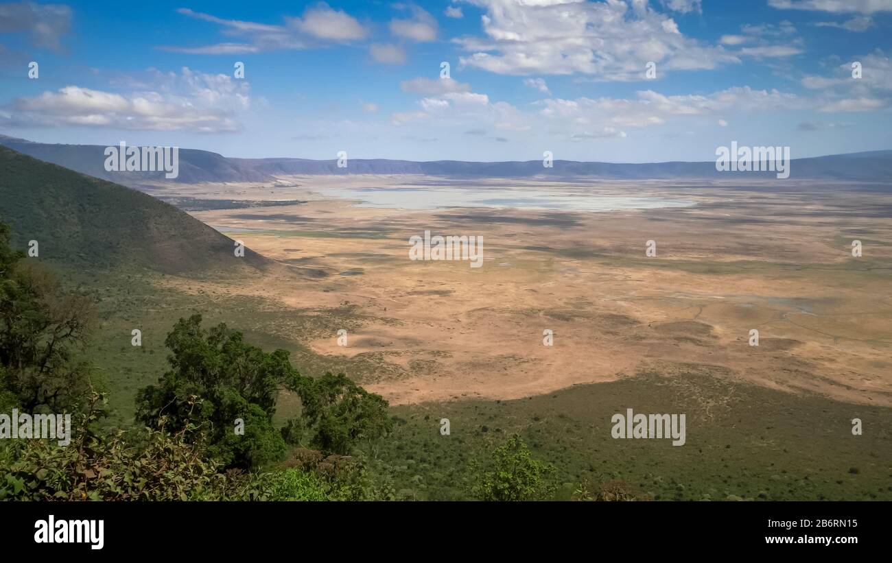 ngorongoro crater from caldera rim in tanzania Stock Photo