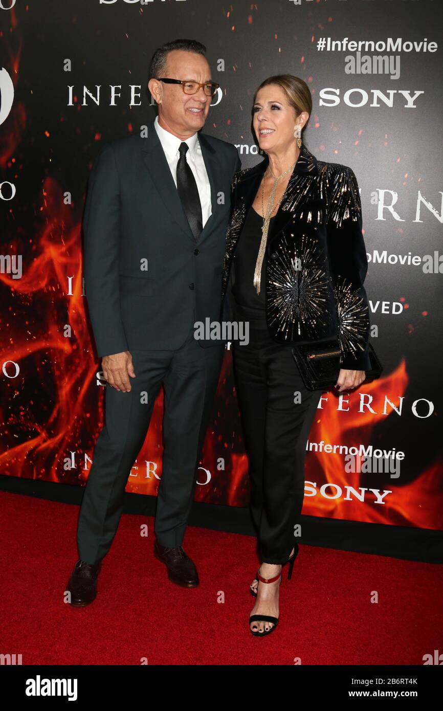 ***FILE PHOTO*** Tom Hanks and Rita Wilson Test Positive For Coronavirus*** LOS ANGELES, CA - OCTOBER 25: Tom Hanks and Rita Wilson at the screening of Sony Pictures Releasing's 'Inferno' held at the DGA Theater on October 25, 2016 in Los Angeles, California. Credit: David Edwards/MediaPunch Stock Photo