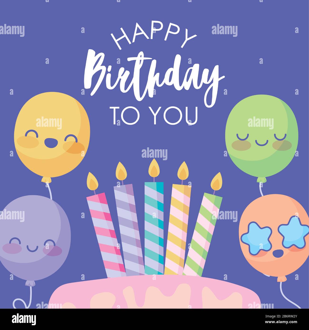 Happy birthday design with cute cartoon balloons and birthday ...