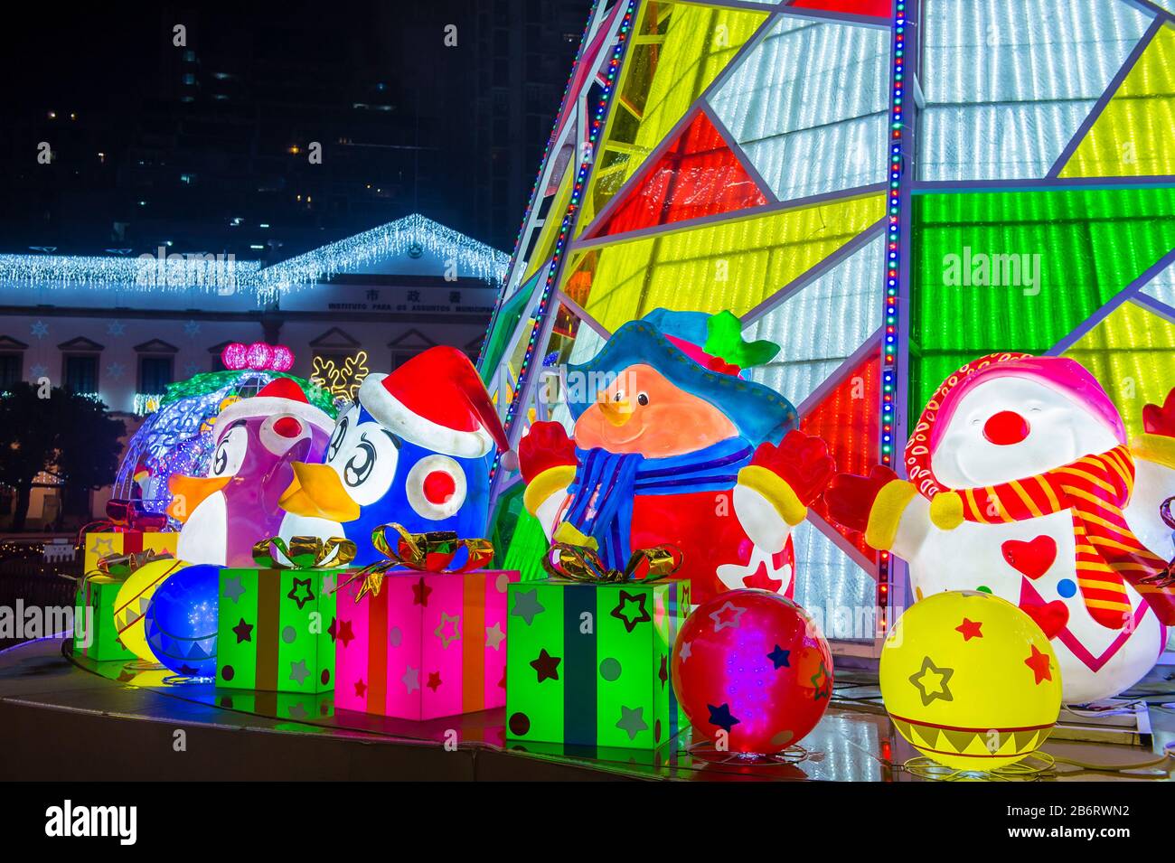 Lights installation in Macau during the annual Macau Light festival Stock Photo