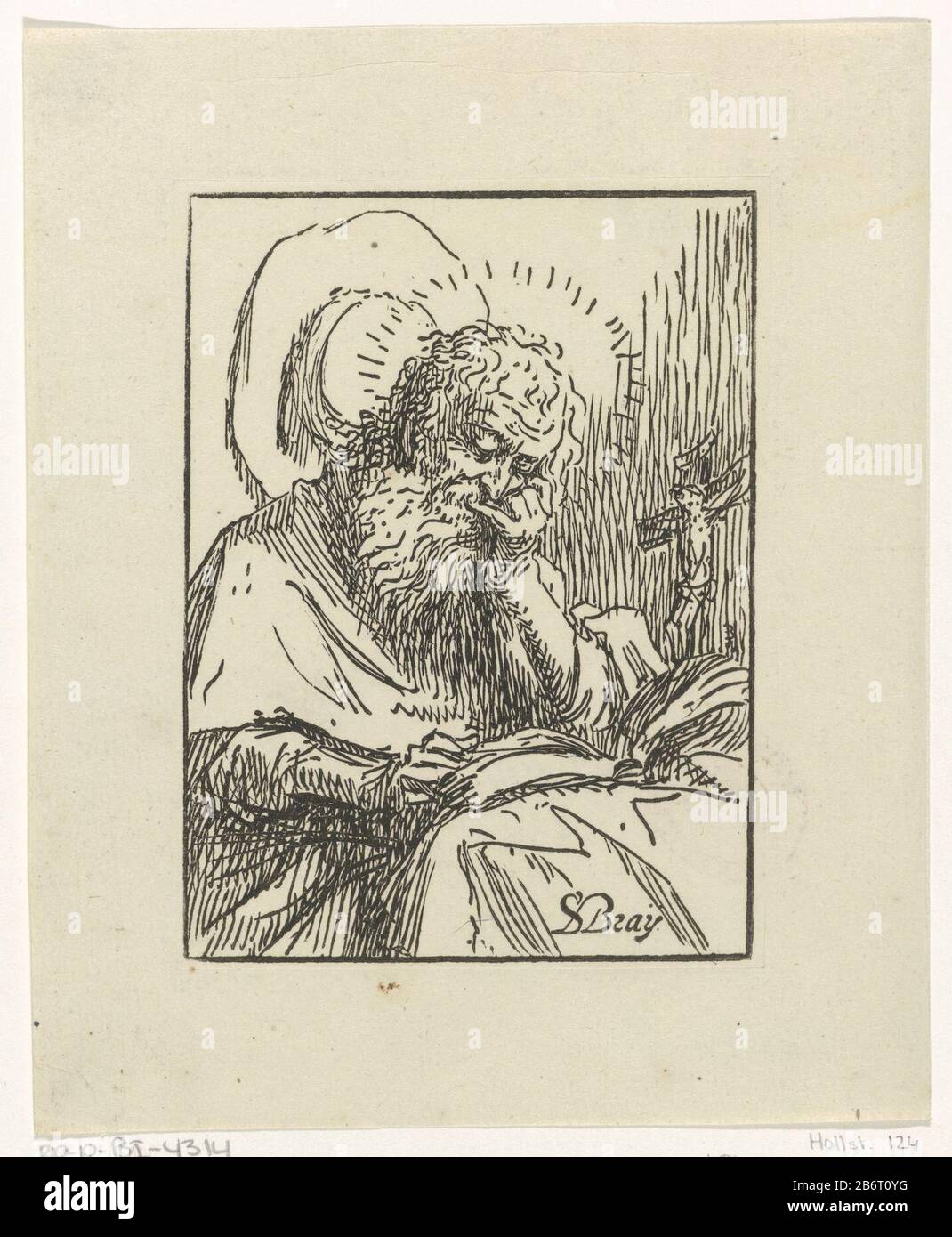 H Hieronymus lezend in een boek H. Jerome reading a book object type:  picture Item number: RP-P-BI 4314Catalogusreferentie: Hollstein Dutch 124  Inscriptions / Brands: collector's mark, verso lower left, stamped: Lugt 240