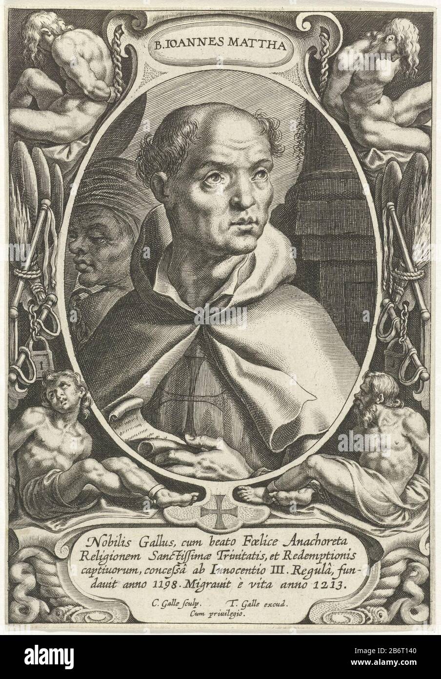 H Johannes Van Matha B Ioannes Mattha Titel Op Object Stichters Van De Religieuze Orden Serietitel St John Of Matha Founder Of The Order Of Trinitarians He Wears The Habit Of His