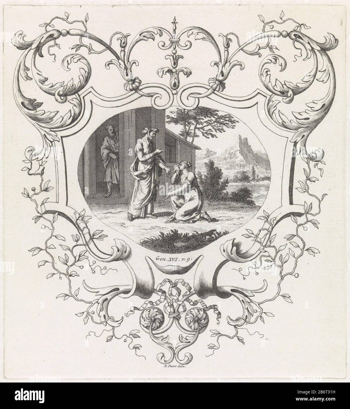 Hagar Keert Terug Naar Sara Returns Hagar, After Her Flight Into The  Wilderness, Back To Her Mistress Sara. In The Doorway Stands Abraham. Midst  Of A Reference To The Bible In Genesis