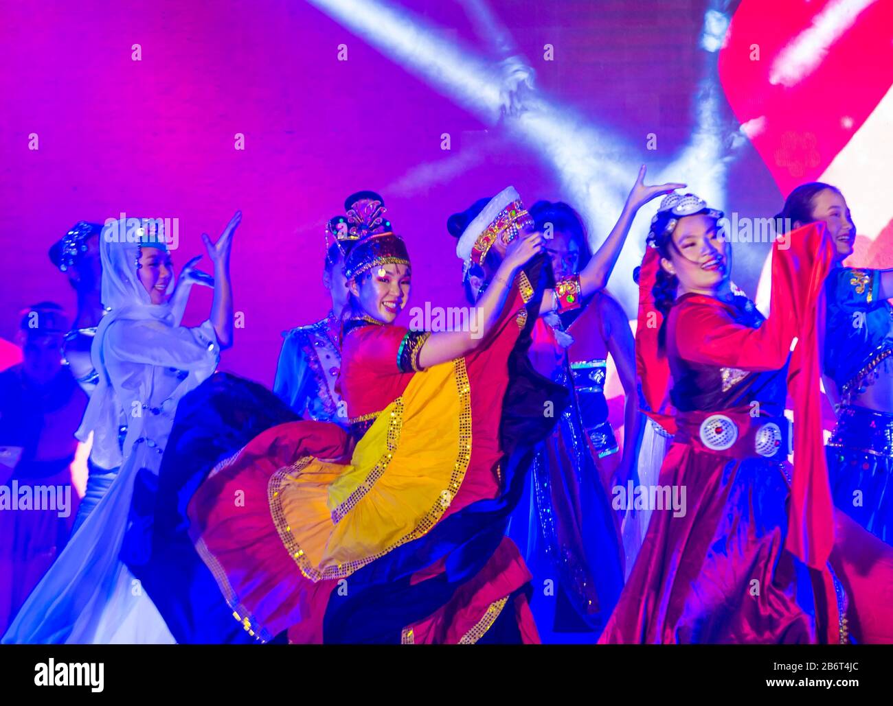 Chinese folk dance in Chinatown Manila the Philippines Stock Photo