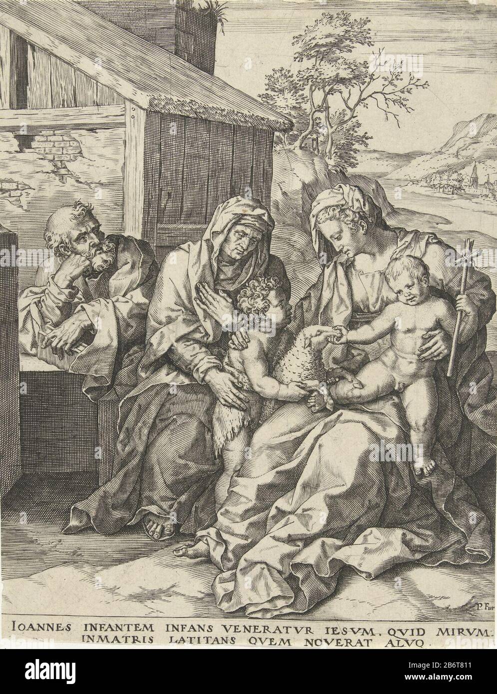 Heilige Familie met Elisabet en Johannes de Doper Elizabeth, Mary and ...