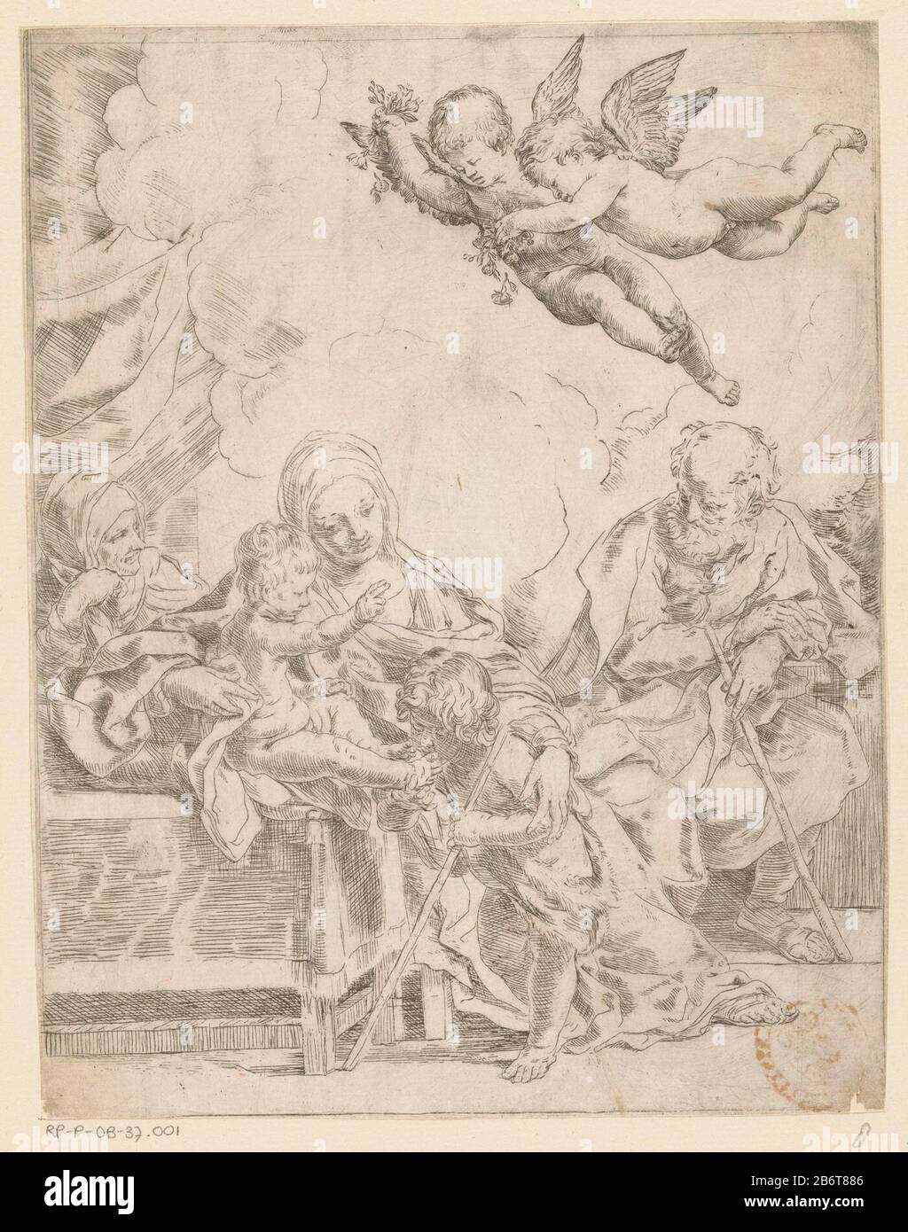 Heilige Familie met de jonge Johannes de Doper en Elisabet young John ...