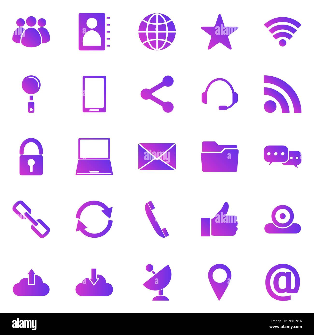 Communication gradient icons on white background, stock vector Stock Vector