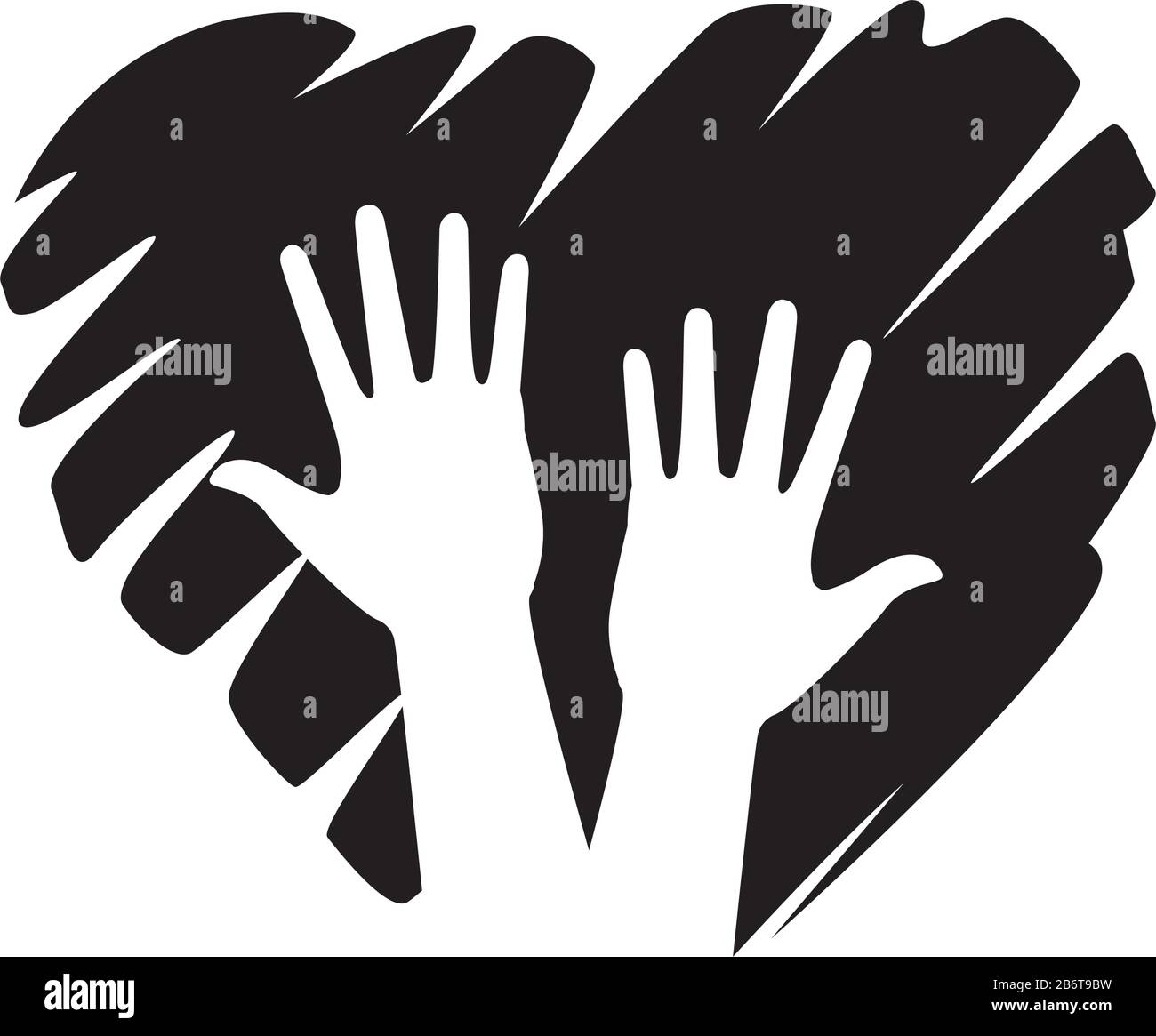 interracial hands human with heart Stock Vector