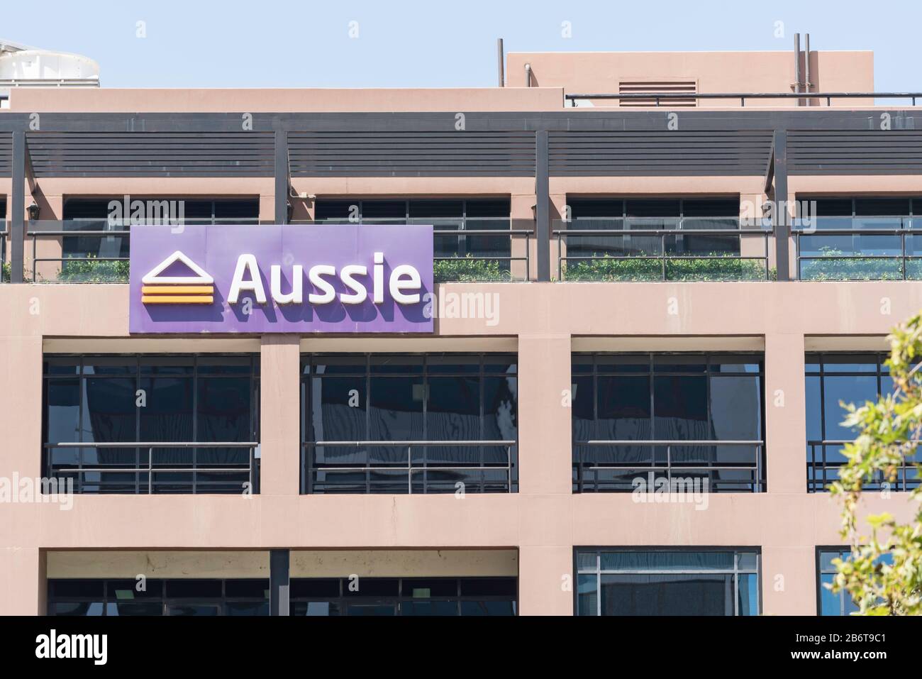 The Aussie Home Loans (Commonwealth Bank of Australia subsidiary) on the side of a building in Parramatta, Sydney, Australia Stock Photo