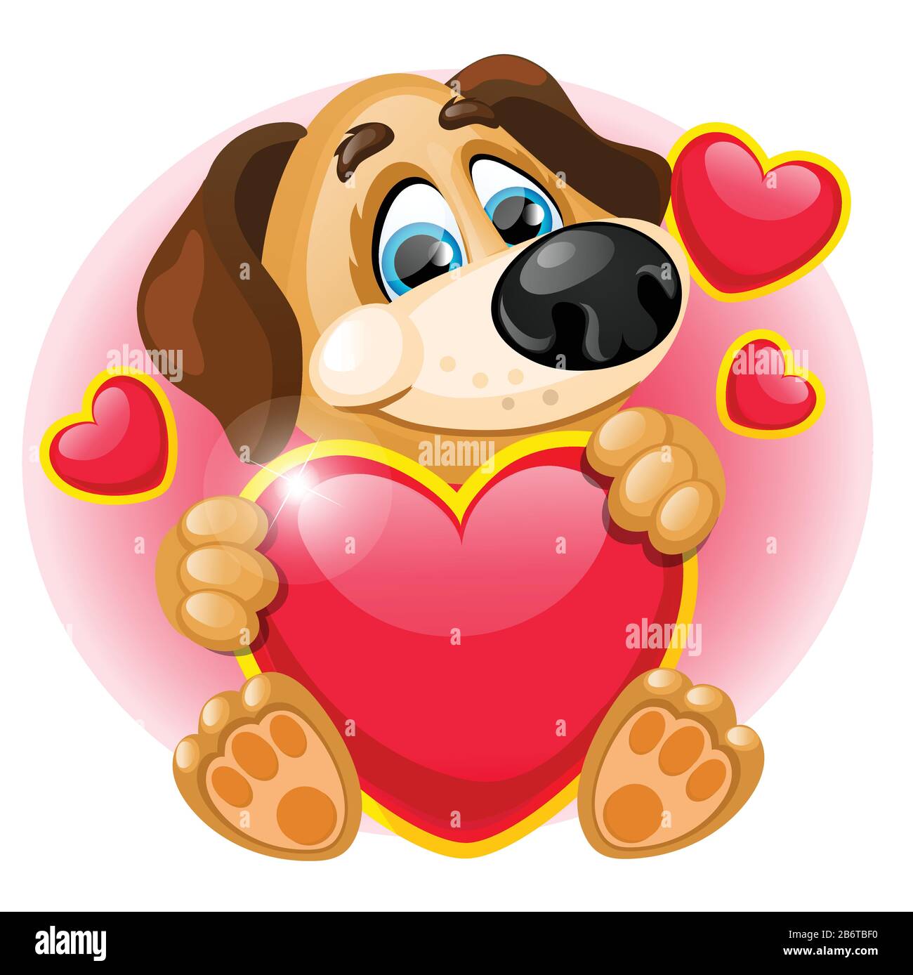Cute dog holding a heart red color isolated on white background. Sketch for  poster or greeting card for Valentines day. Vector cartoon close-up Stock  Vector Image & Art - Alamy
