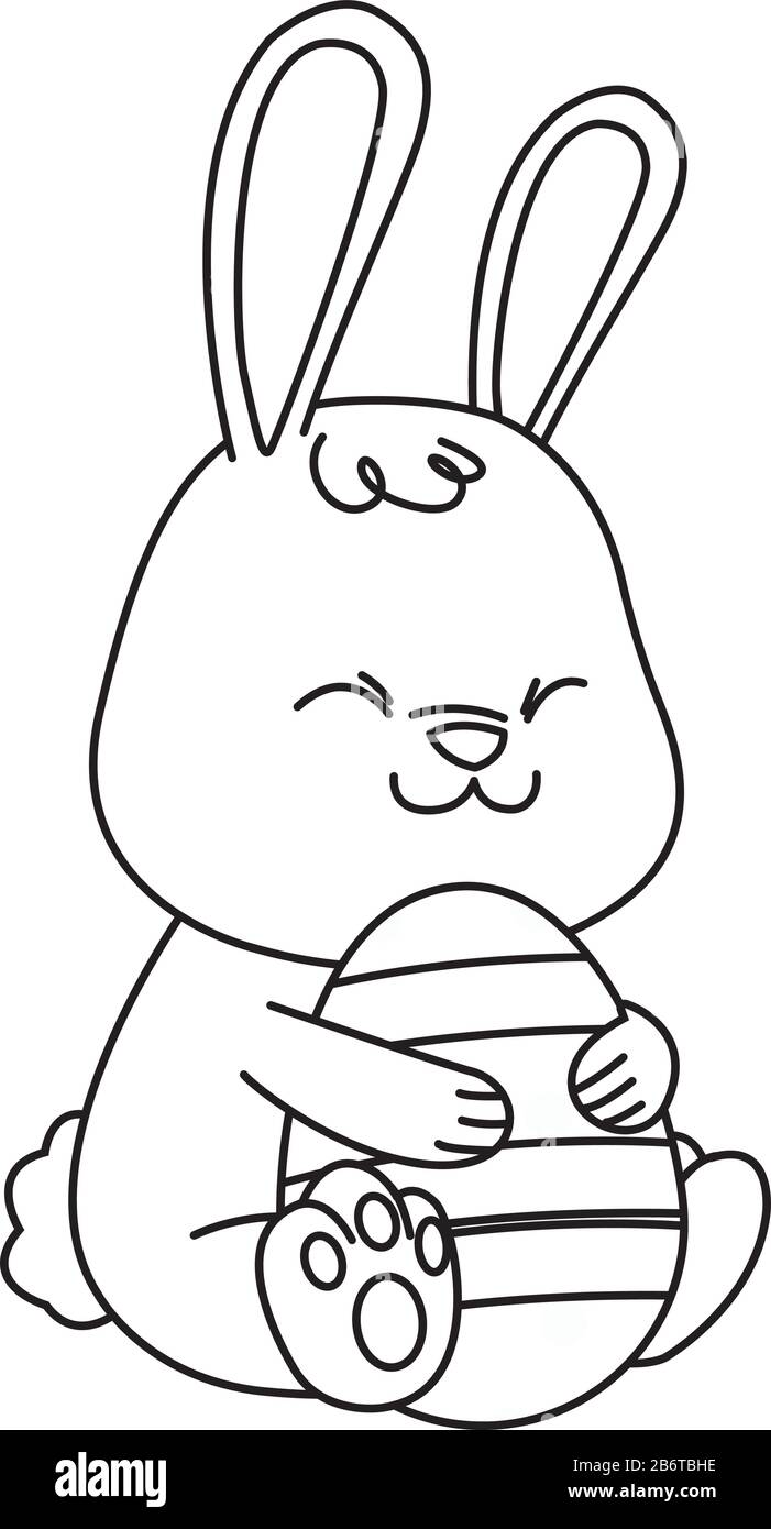 cute little rabbit and egg painted easter character Stock Vector Image ...