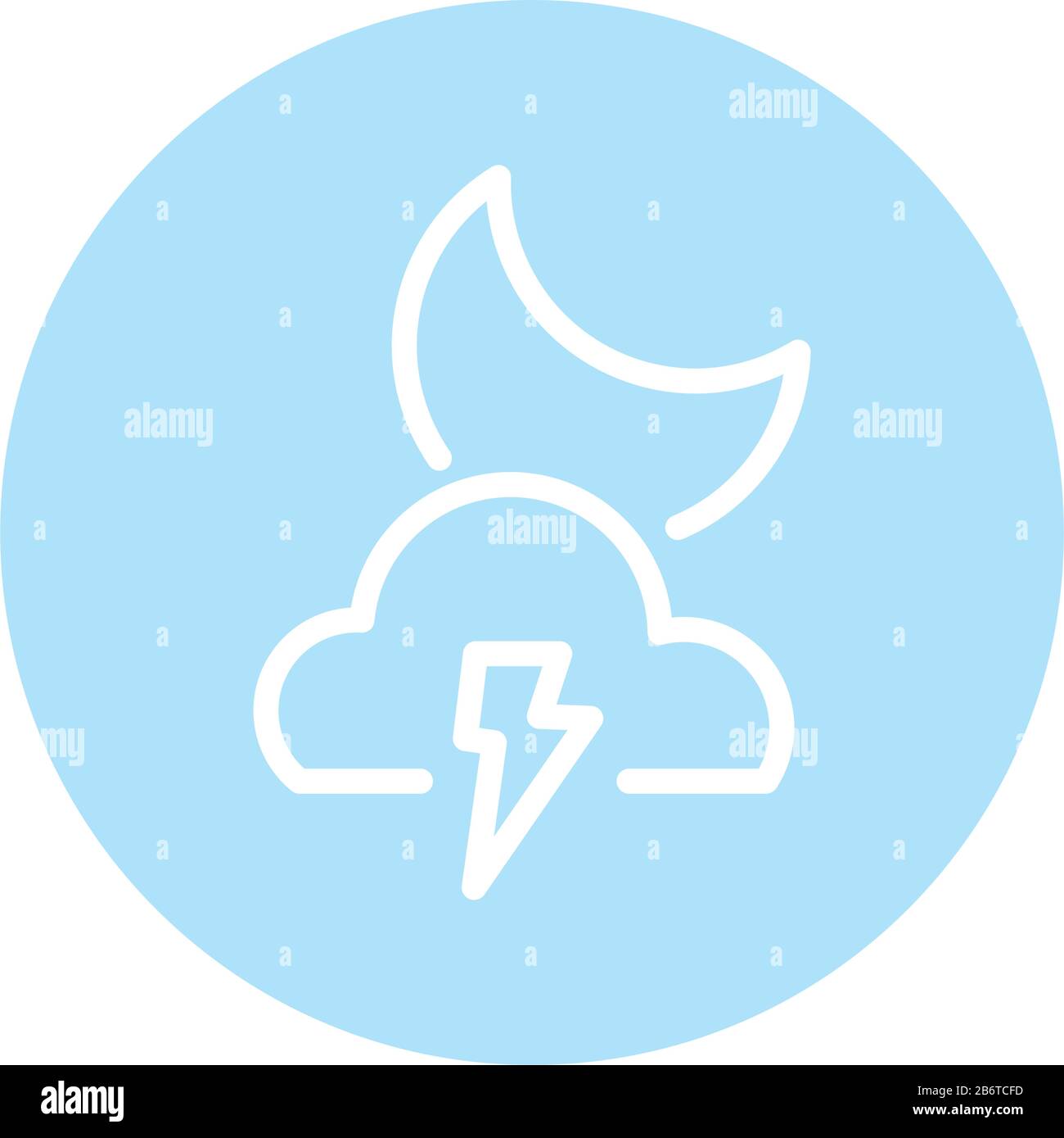 moon with clouds and thunder, block and flat style icon Stock Vector ...