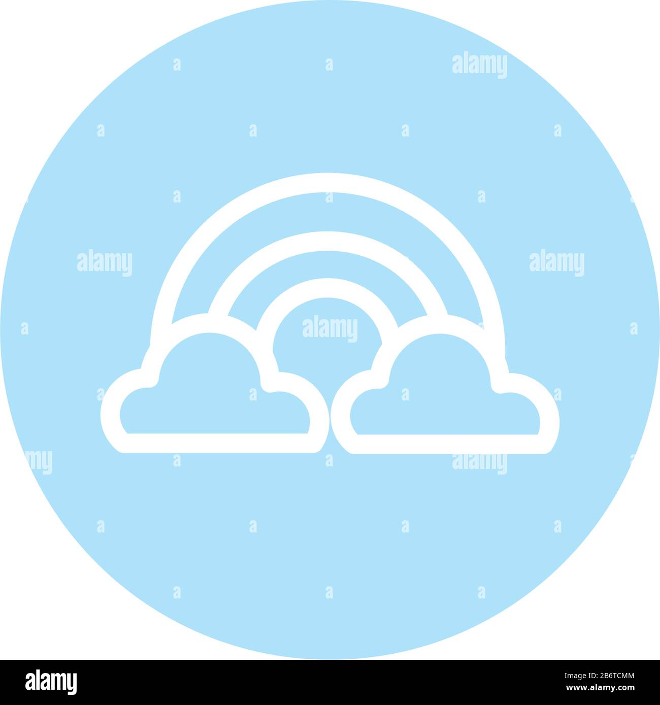 rainbow with clouds, block and flat style icon vector illustration ...