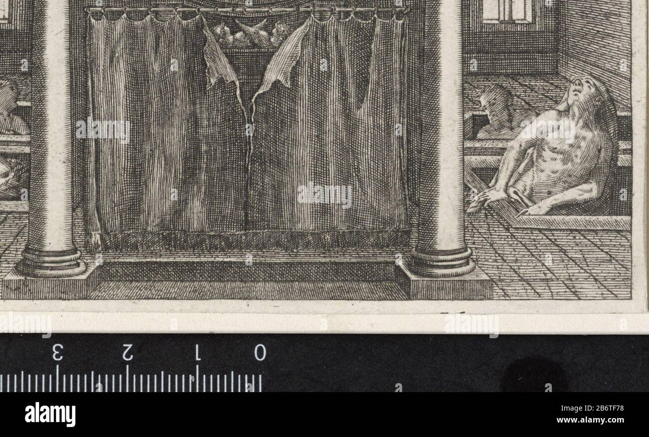Heropstanding van de doden Amidst the Ark of the Covenant behind a curtain. Around the Ark open graves Where: cadaveric kruipen. Manufacturer : printmaker Johann Sadeler (I) Dated: 1580 - 1600 Physical features: car material: paper Technique: engra (printing process) Dimensions: sheet: H 38 mm × W 54 mm Subject: Peter Denies Christ Benthic, usually before a girl-servant and some soldiers Stock Photo