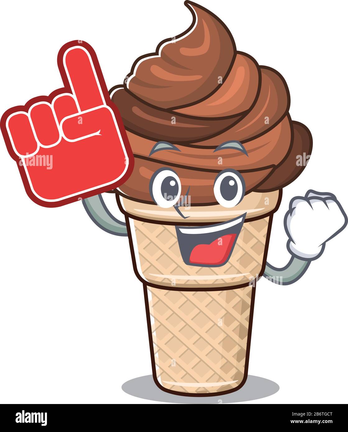 Chocolate ice cream mascot cartoon style with Foam finger Stock Vector ...
