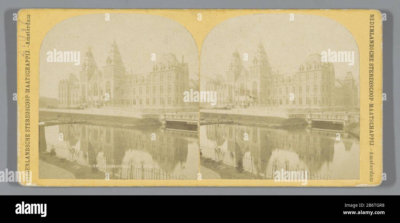 The Rijksmuseum seen from Stadhouderskade, Amsterdam. Le musée (title object) Property Type: Stereo picture Item number: RP-F F11896 Inscriptions / Brands: number, recto stamped '27047'nummer, recto, printed:' 38' Manufacturer : Photographer: anonymous publisher: Dutch Stereoscopic Society (listed object) Place manufacture: Amsterdam Date: 1885 - 1890 Material: cardboard paper Technique: albumen print dimensions: secondary medium: h 87 mm × W 179 mm Subject: permanent exhibition, museum: Rijksmuseum Amsterdam Stock Photo