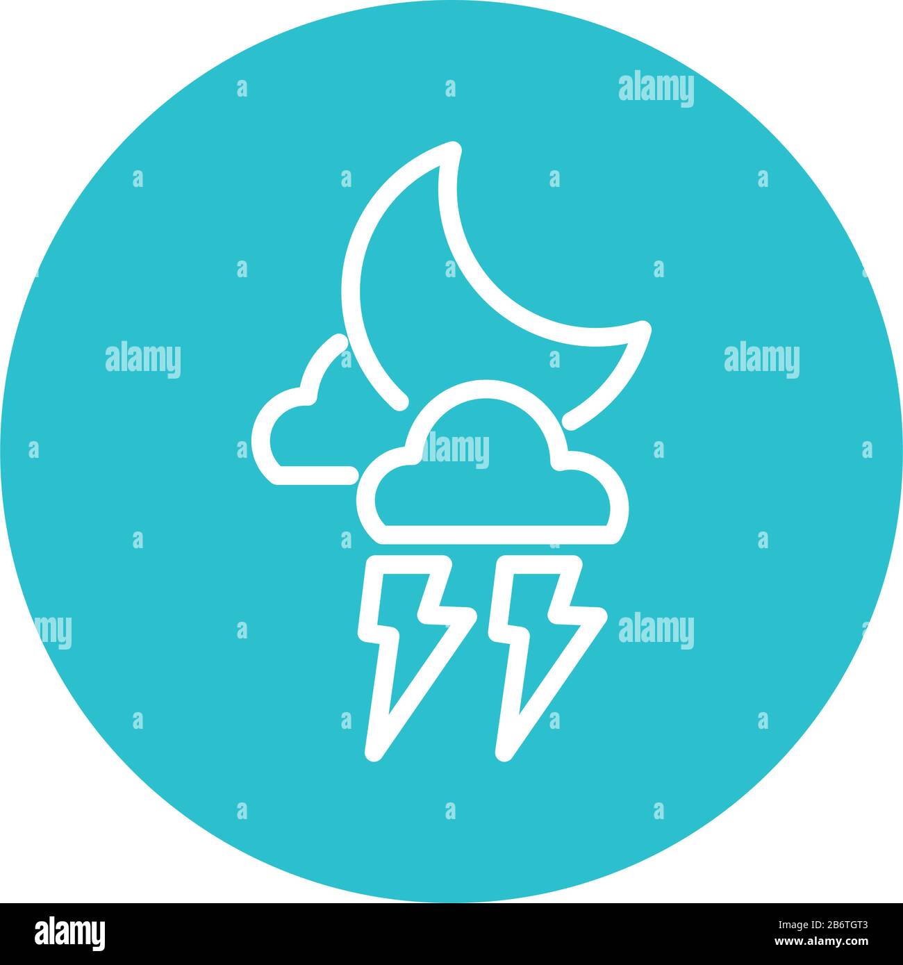 moon with clouds and thunder, block and flat style icon Stock Vector ...