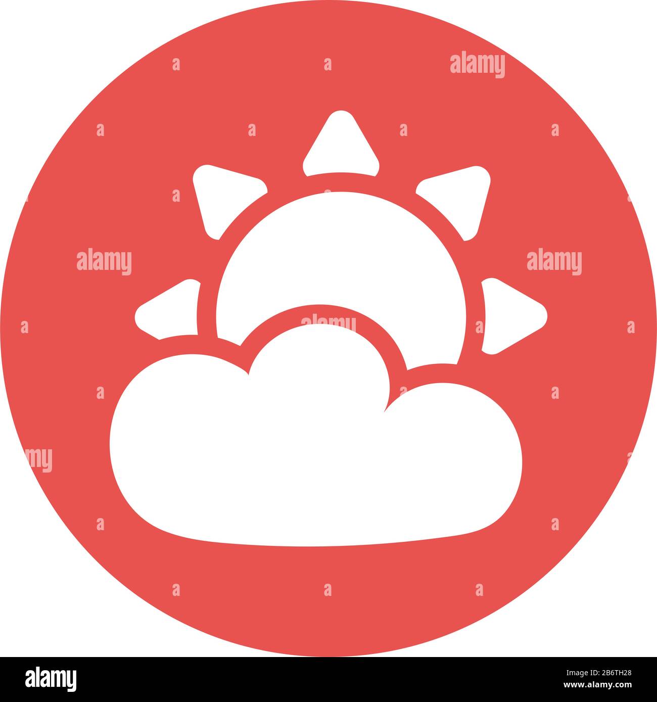 sun with cloud , block and flat style icon vector illustration design ...