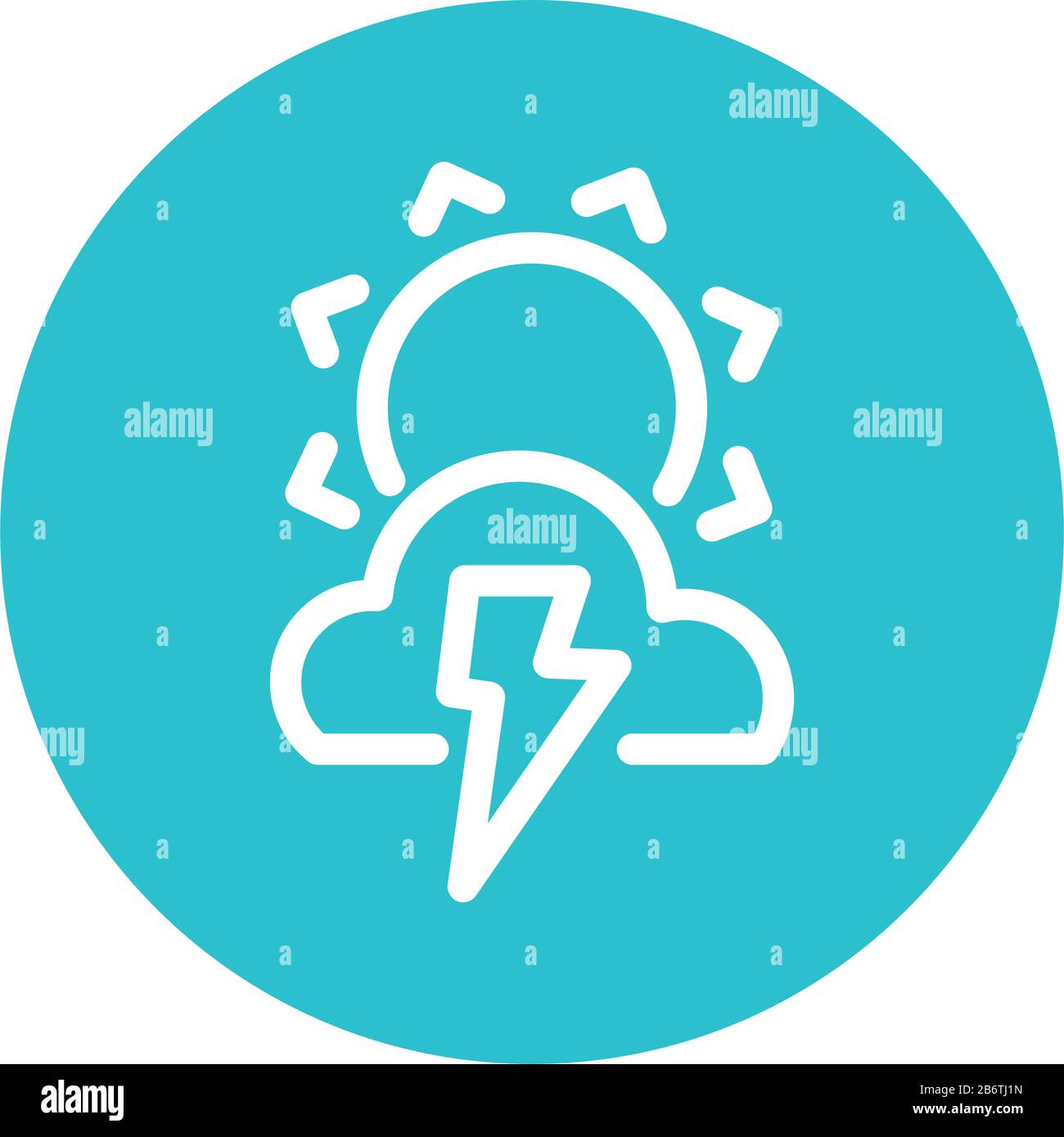 sun with clouds and thunder, block and flat style icon vector ...