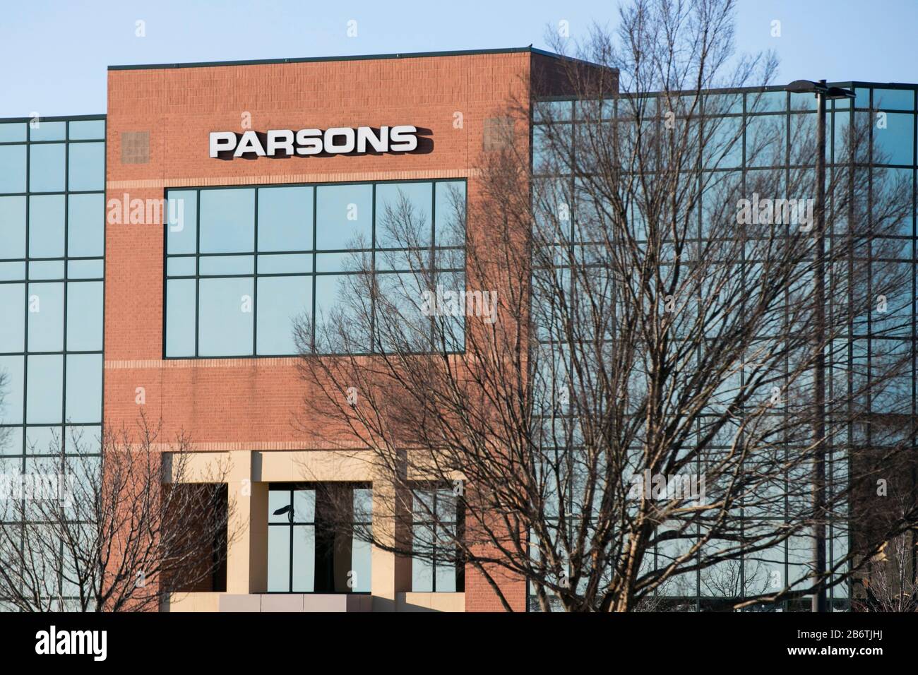A logo sign outside of a facility occupied by Parsons Corporation in Columbia, Maryland on March 8, 2020. Stock Photo