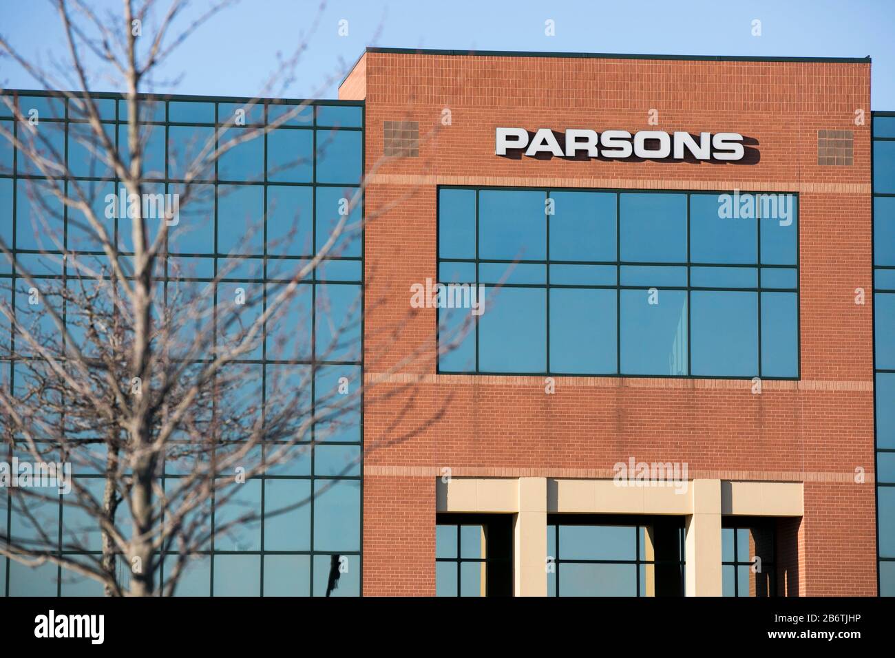 A logo sign outside of a facility occupied by Parsons Corporation in Columbia, Maryland on March 8, 2020. Stock Photo