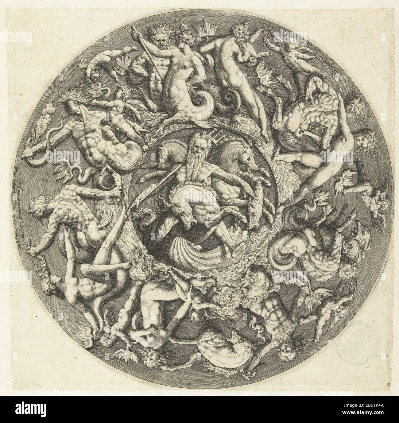 Partina City Vergelding boeket Het koninkrijk van Neptunus Round performance with Neptune in the center,  on horseback and with a trident in his right hand, surrounded by water  Where: on (ao) more men (tritons), nymphs and