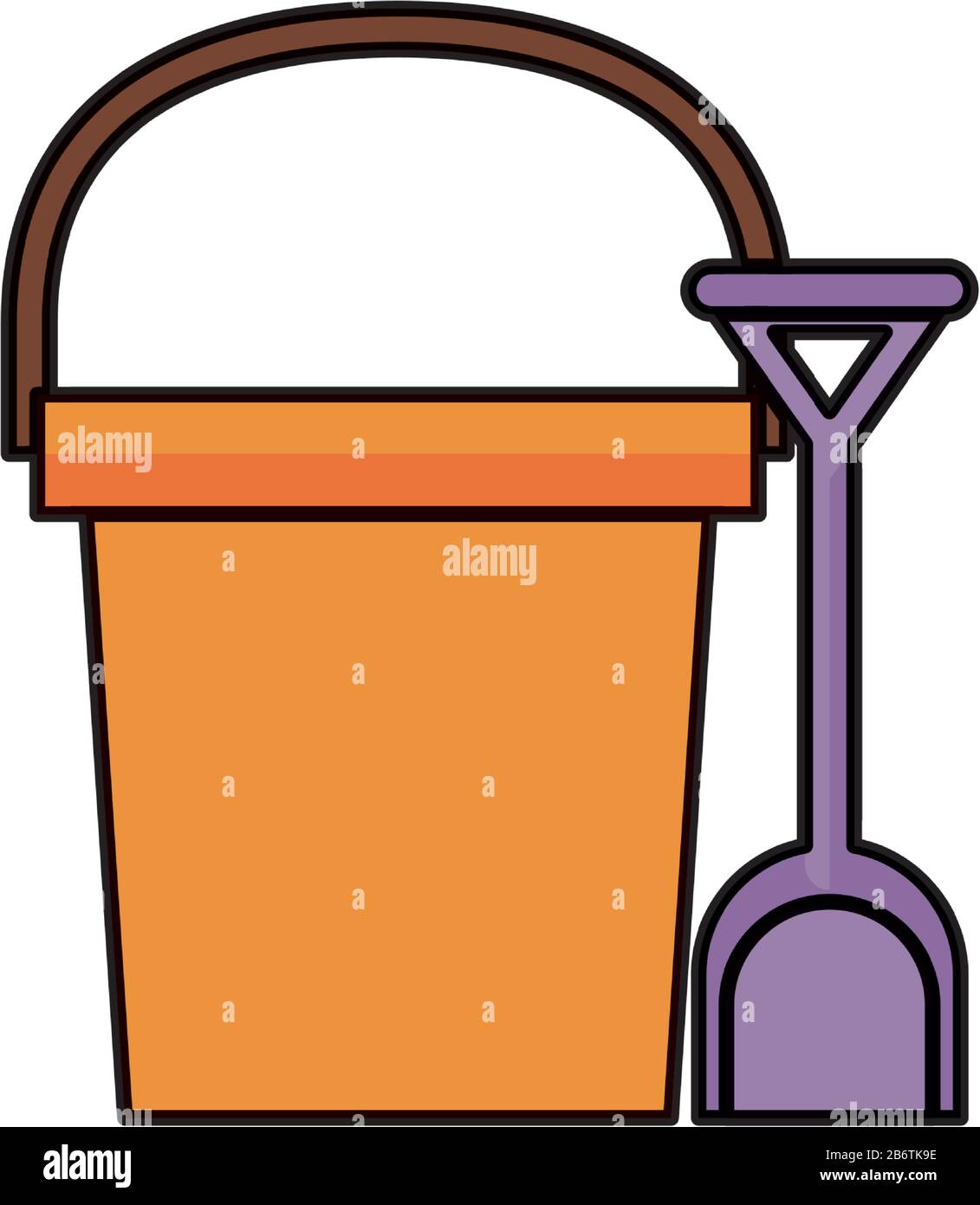 sand bucket with shovel child toy flat style icon Stock Vector