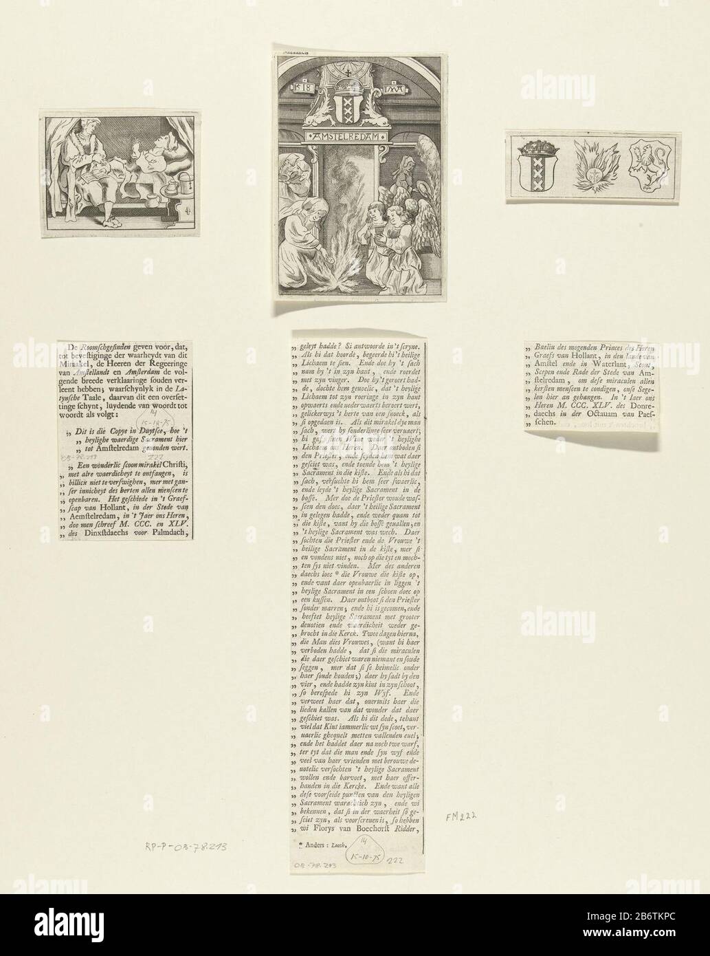 Het mirakel van Amsterdam, 1345 The Miracle of Amsterdam, 1345 Object Type  : print history print text sheet Item number:  RP-P-OB-78.213Catalogusreferentie: FMH 222Hollstein Dutch 160Opmerking:  copy to Description: The Miracle of Amsterdam,