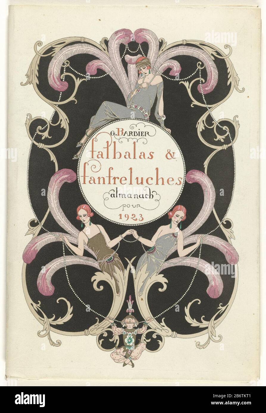 Cover, cover page, title page read: Falbalas et fanfreluches / 1923 / Colette / Modes / aquarelles par G. Barber. Five pages of text by Colette. Calendar of 1923. Second title page Where: full title and illustration. Contents of the titles of the twelve prints George Barbier. Manufacturer : to drawing: George Barbier (listed building) printmaker: anonymous publisher J. Meynial (listed property) Place manufacture: Paris Date: 1923 Physical features: lithography, templates and hand-colored, brush in silver and gold material: paper Technique: letterpress printing / pochoir / brush / brush / hand- Stock Photo