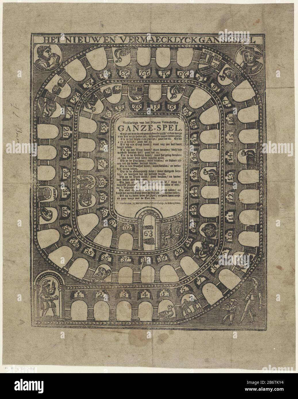 Het nieuw en vermaeckelyck gansespel (titel op object) Goose Game