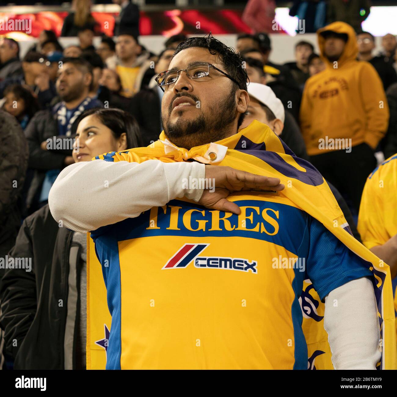 Harrison, NJ - Marc h11, 2020: Fans of Tigres UANL attend Concacaf  Champions League quarterfinal against NYCFC at Red Bull arena, Tigres won 1  - 0 Stock Photo - Alamy